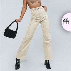 Princess Polly Cream Corduroy Pants